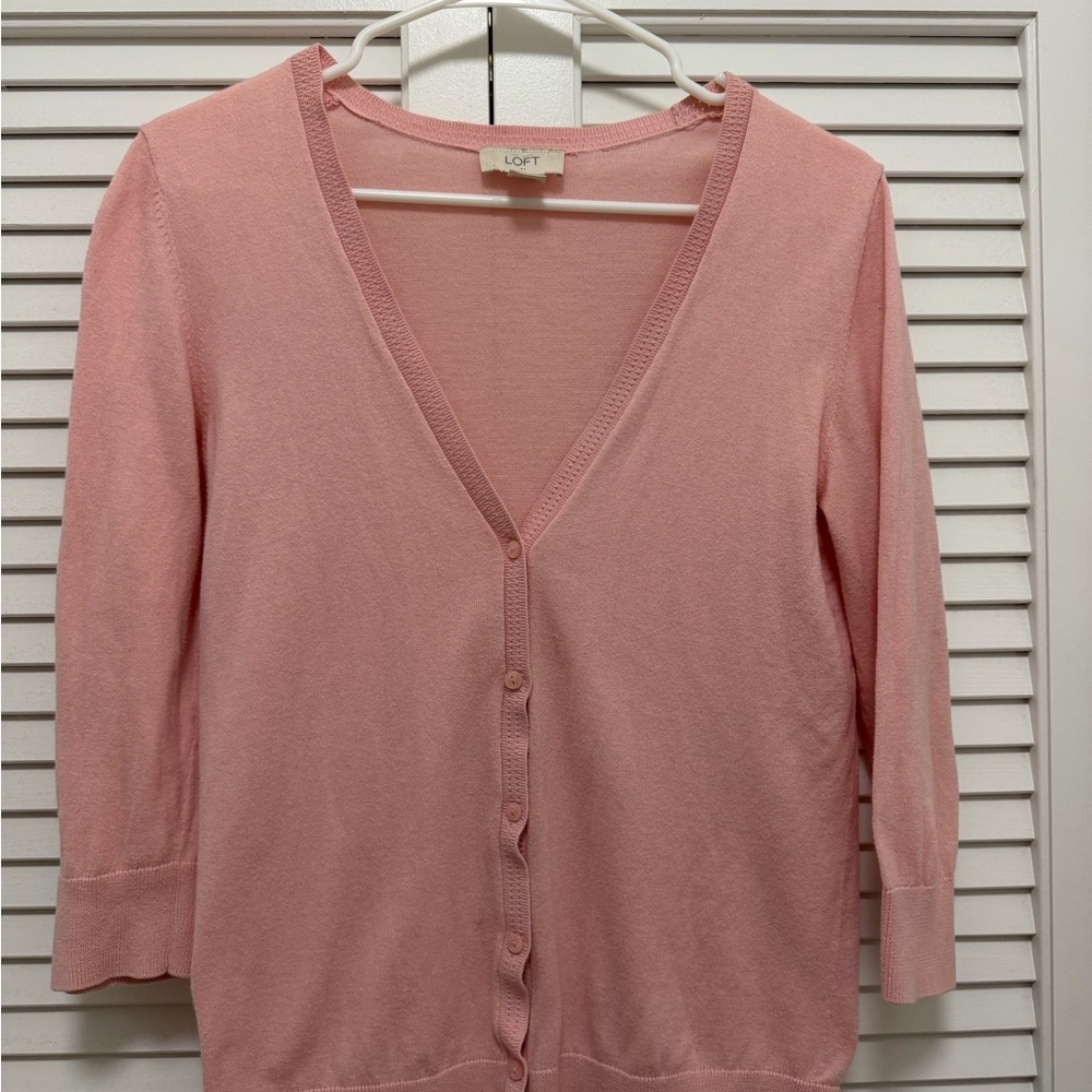 LOFT Soft Pink V-Neck Cardigan